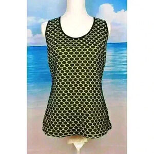 CATO Woman GREEN/BLACK Tank Top TEXTURED Shirt Lightweight STRETCH Shell size Lg